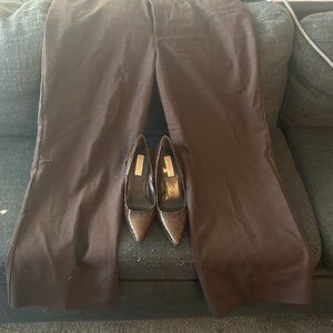 LEE Brown Trousers (Size 16 Short) with Michael Kors dress shoes (Size 7 1/2)
